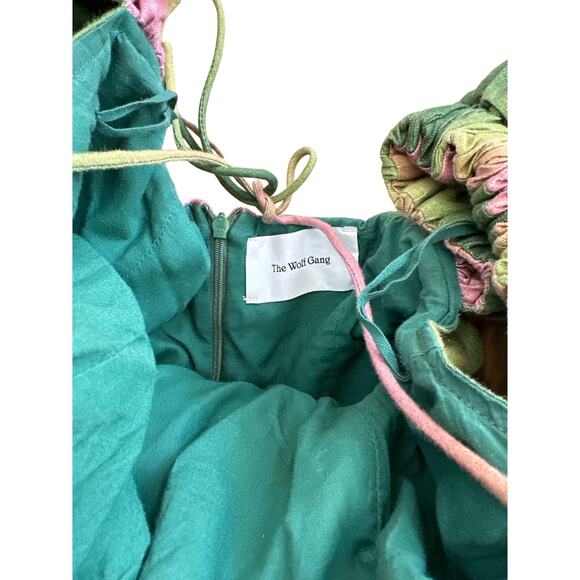 The Wolfgang - Off Shoulder Tie Dye Mini Dress in Green & Purple - Picture 2 of 5